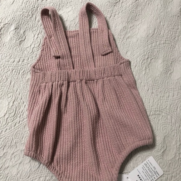 Mauve Pink Baby Romper Bubble with Rabbit Ear Bonnet - Picture 3 of 5